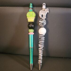 Cactus Succulant And Zebra Beaded Pens